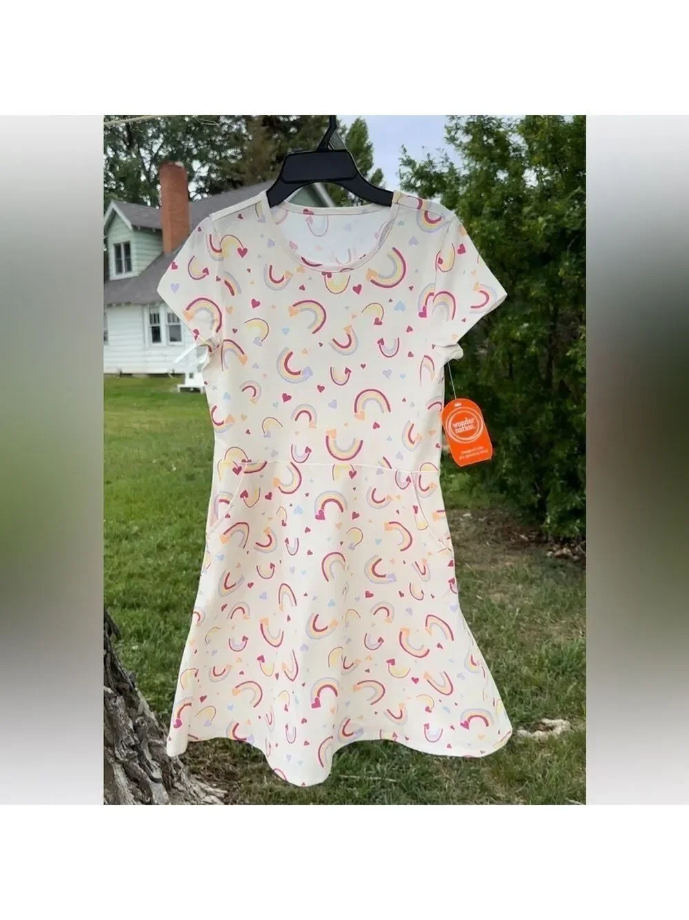 Wonder Nation Multicolor Rainbow Summer Play Dress GIRLS 6 - 6X Pockets NEW NWT